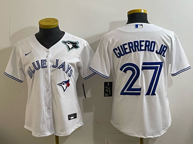 Women 2025 Toronto Blue Jays #27 Guerrero jr white Game Nike MLB Jersey style 004